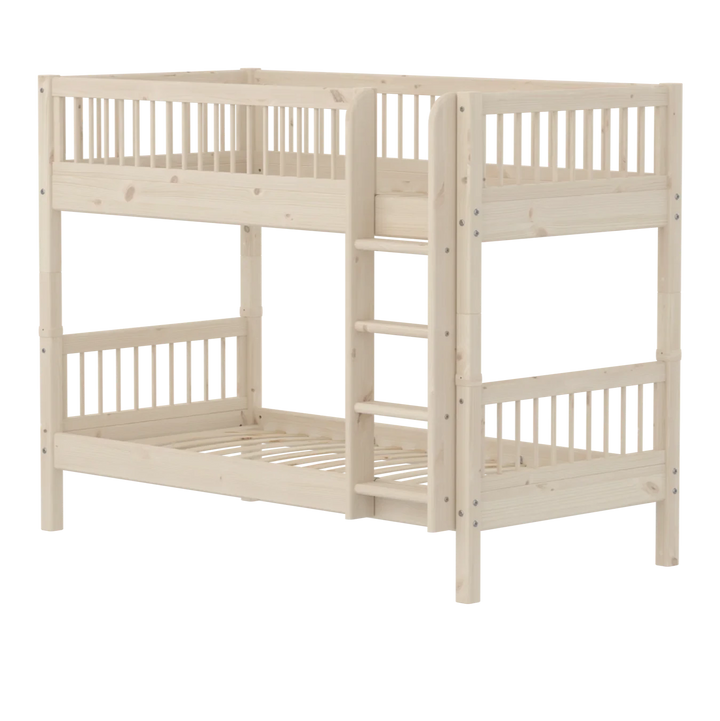 Flexa Detská poschodová posteľ s rovným rebríkom Classic White Washed Pine