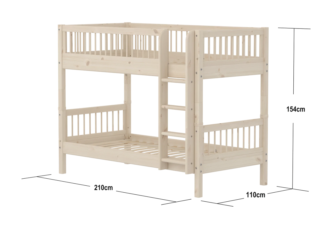 Flexa Detská poschodová posteľ s rovným rebríkom Classic White Washed Pine