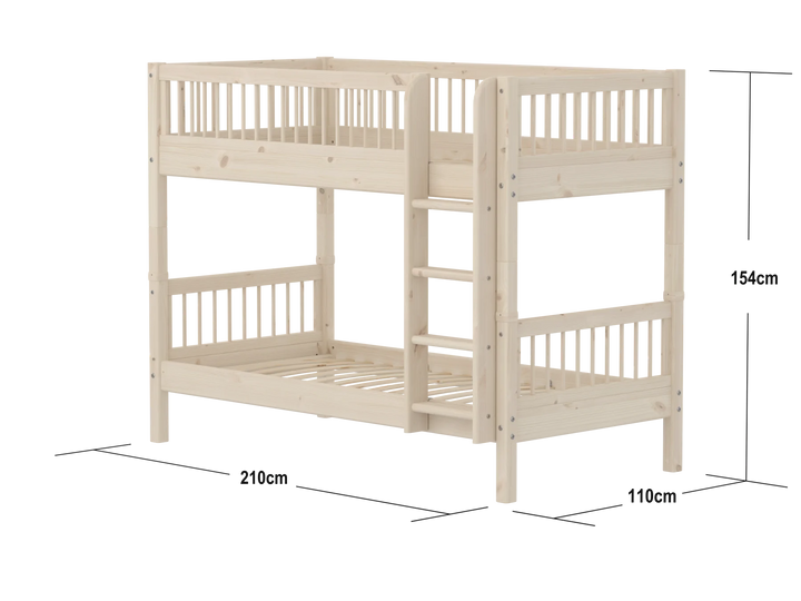 Flexa Detská poschodová posteľ s rovným rebríkom Classic White Washed Pine